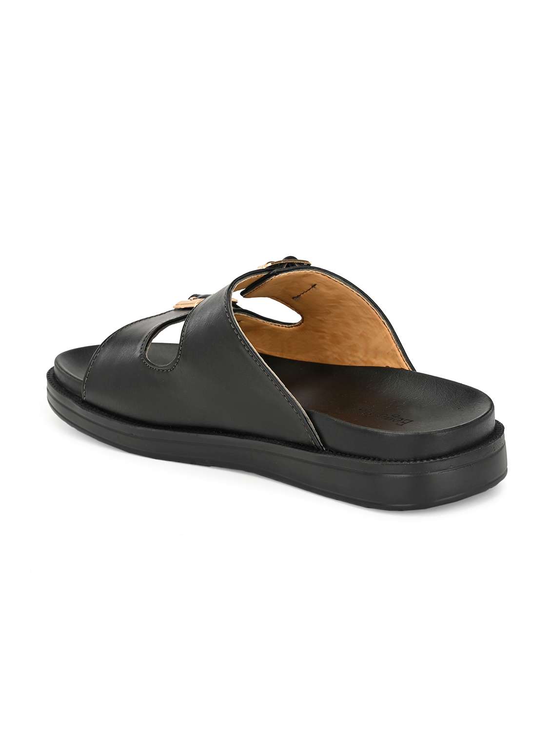 black synthetic & mesh slip on slippers - 19977196 -  Standard Image - 2