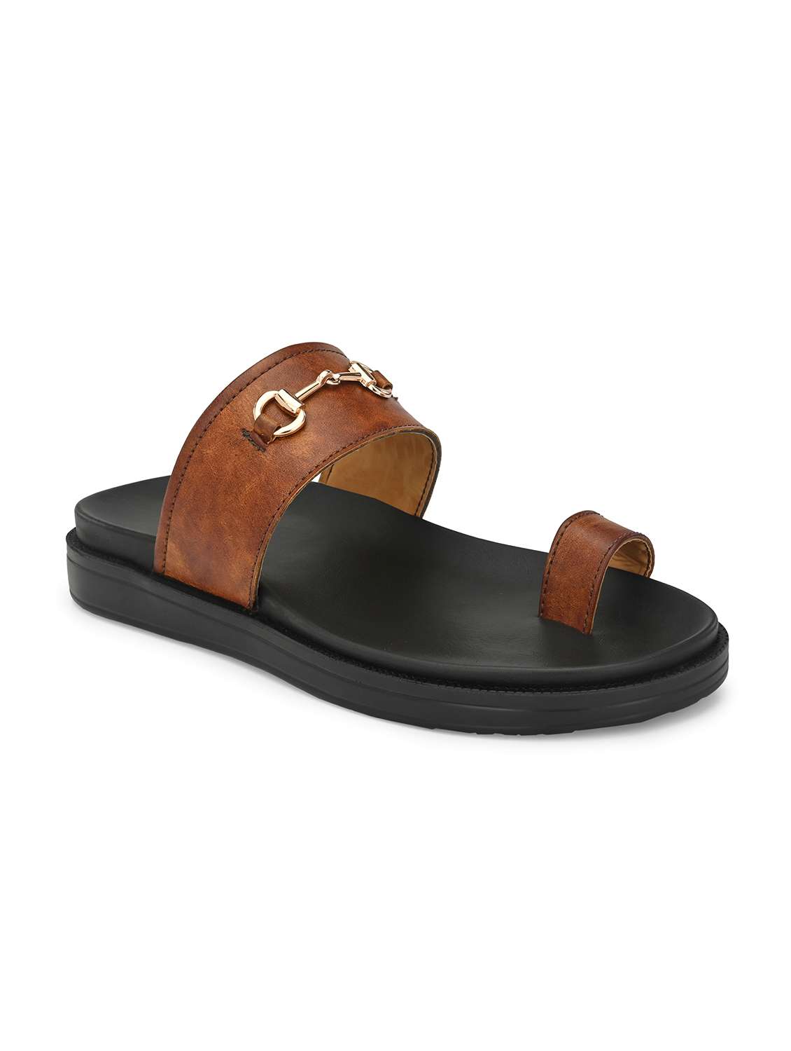 tan synthetic & mesh slip on slippers