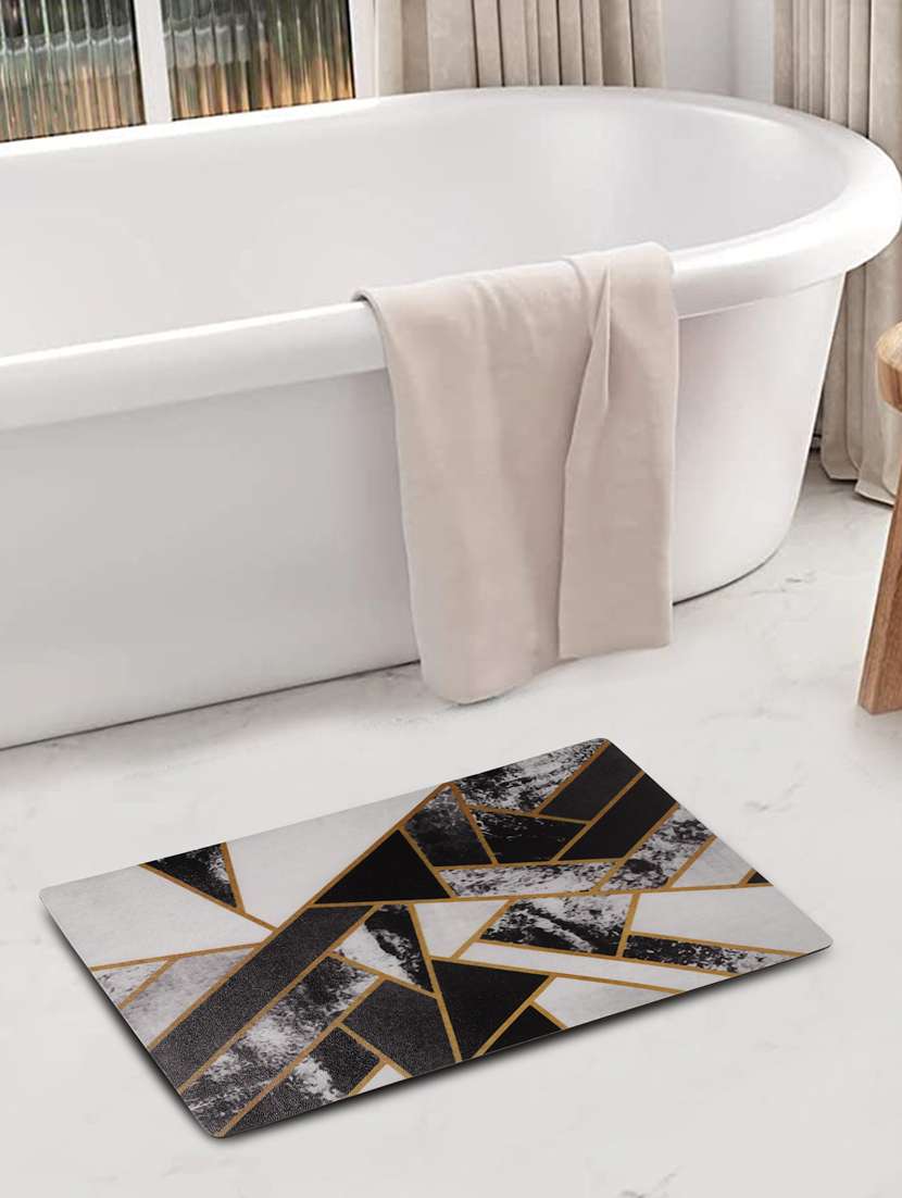 fabinaliv multicolor geometric rubber bath mat (60x40 cm)
