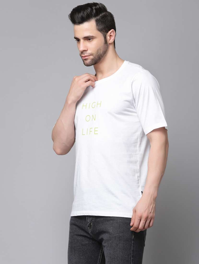 white cotton blend chest print t-shirt - 19979085 -  Standard Image - 2