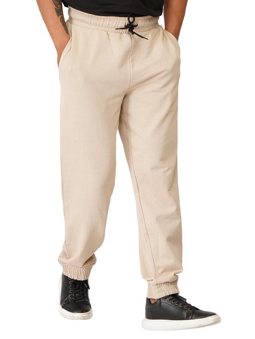 beige solid regular fit jogger - 19980049 - Standard Image - 2