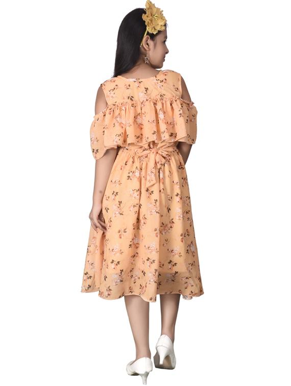 round neck printed georgette frock - 19980173 - Standard Image - 2