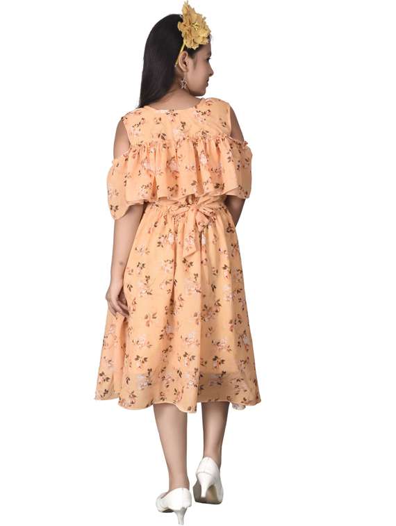 round neck printed georgette frock - 19980174 -  Standard Image - 2