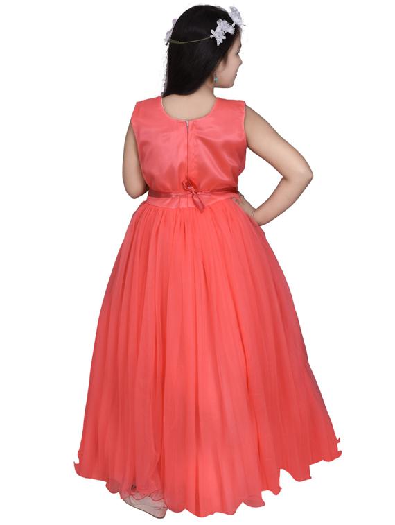 orange solids round neck frock - 19980237 - Standard Image - 2