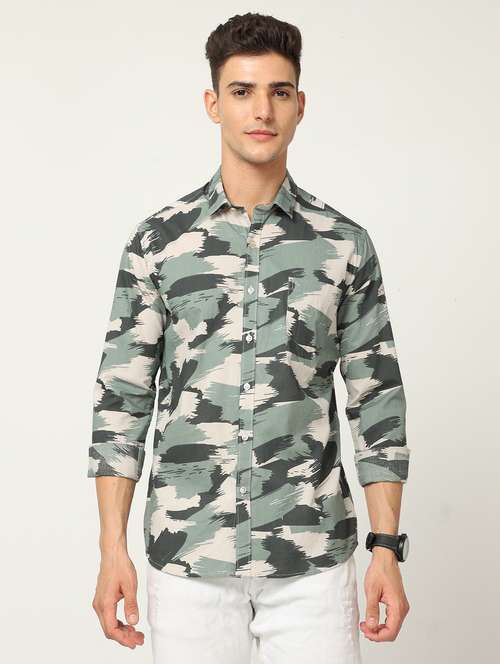 mens printed casual shirt - 19980271 - Standard Image - 0