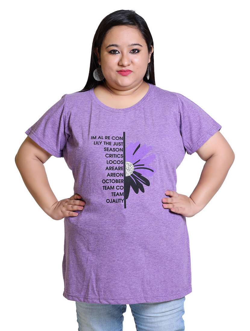 women's chest print round neck t-shirt