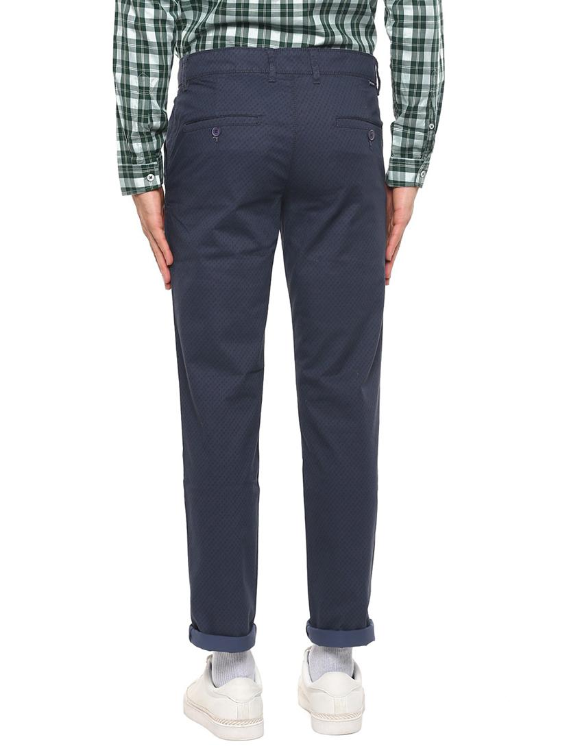 blue cotton blend flat front casual trouser - 19981126 - Standard Image - 2