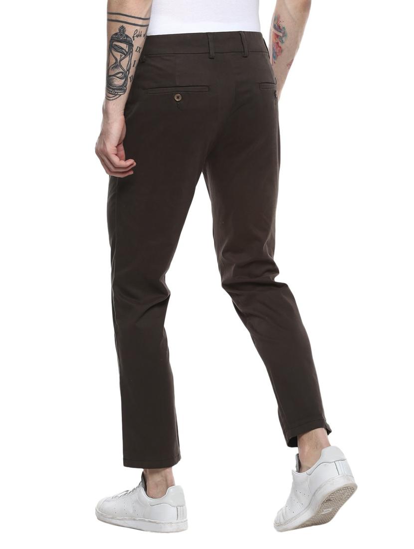 brown solid pleated ankle length casual trouser - 19981130 - Standard Image - 2