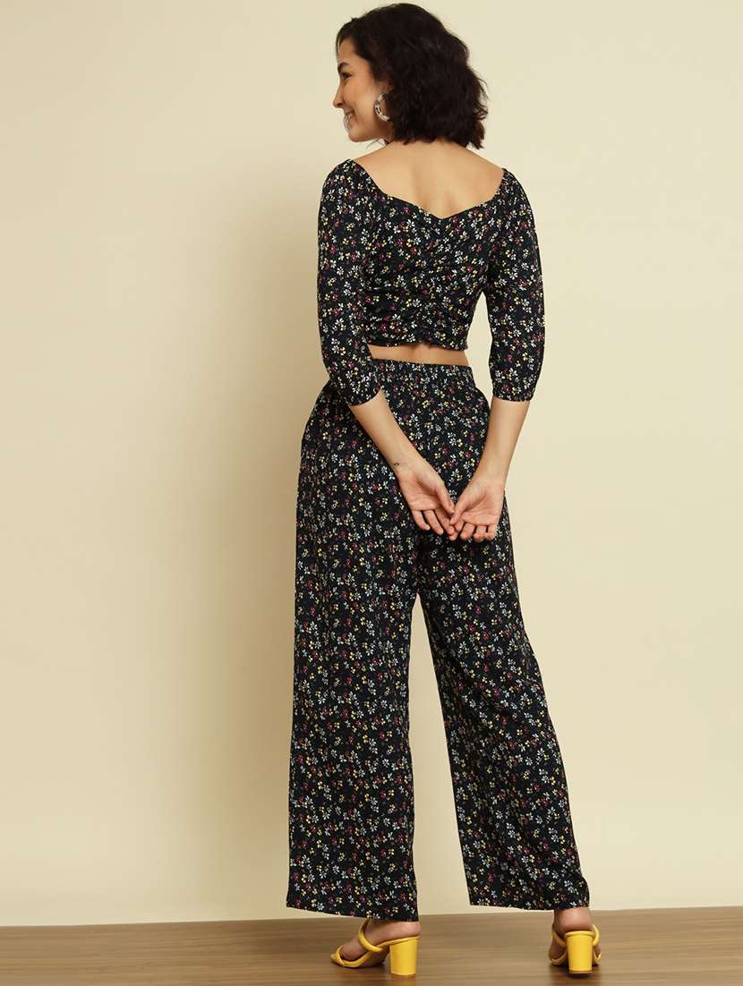 black floral print top and trouser co-ord set  - 19982655 -  Standard Image - 2