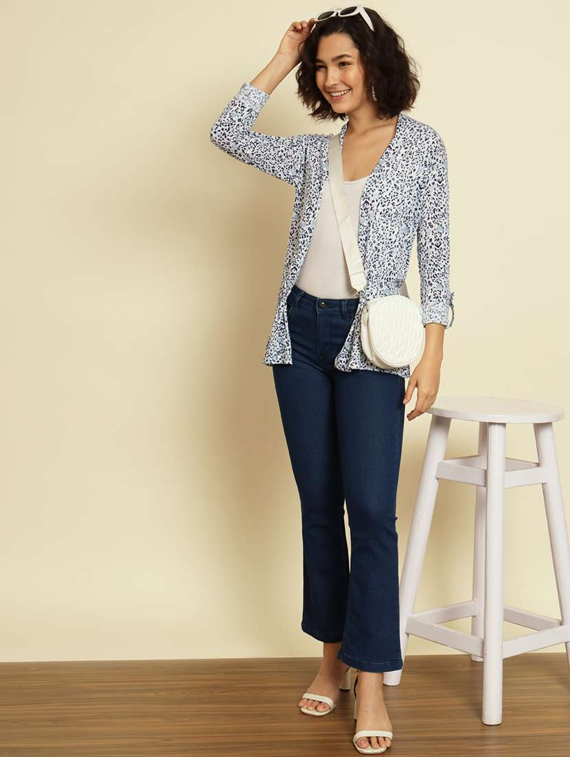 women printed long sleeve shrugs - 19982660 - Standard Image - 2