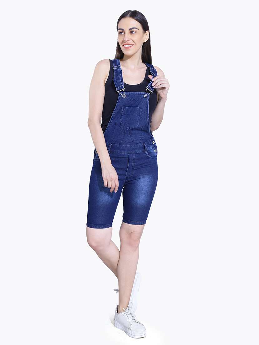 dark blue denim shorts dungaree