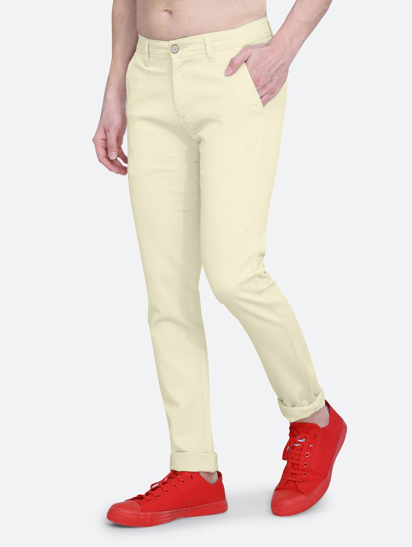 off white cotton flat front casual trouser - 19982797 - Standard Image - 2