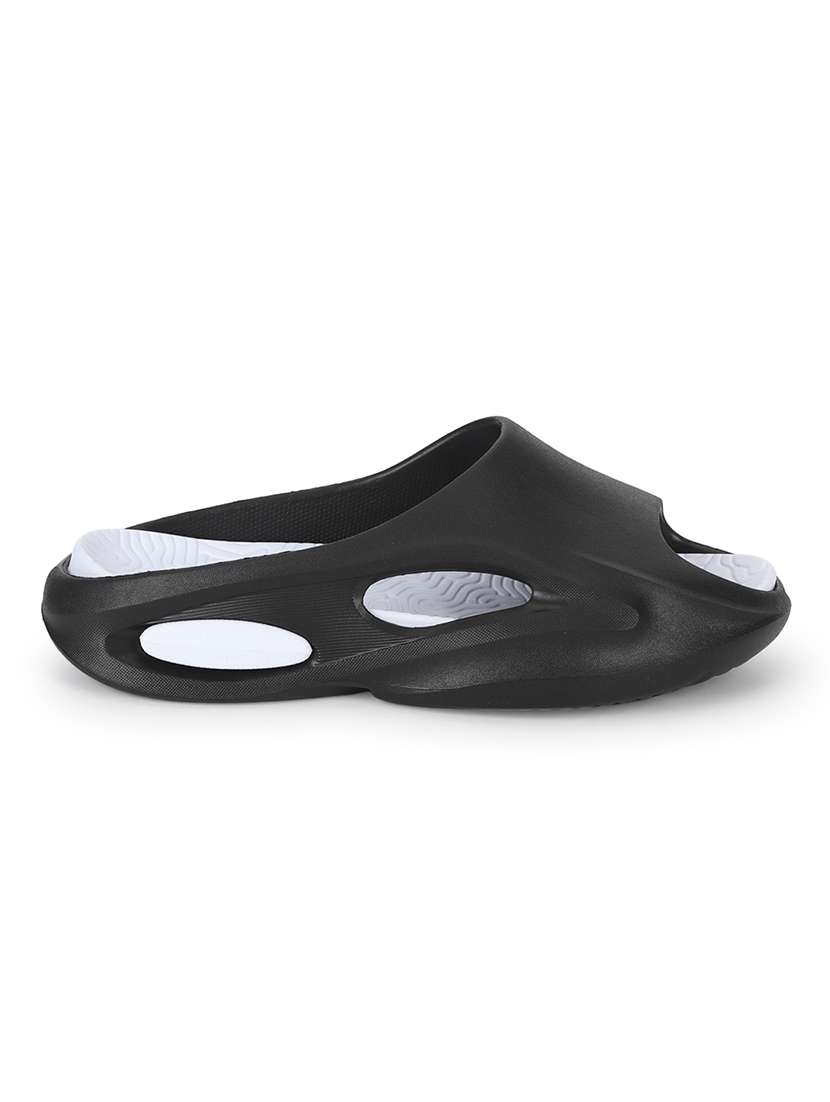 black pu slides flip flops - 19984185 -  Standard Image - 2