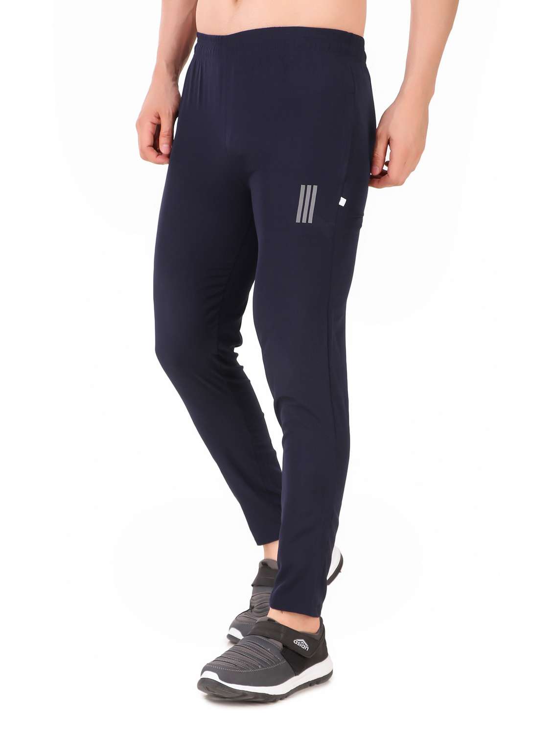 blue cotton blend  full length track pant - 19984729 -  Standard Image - 2