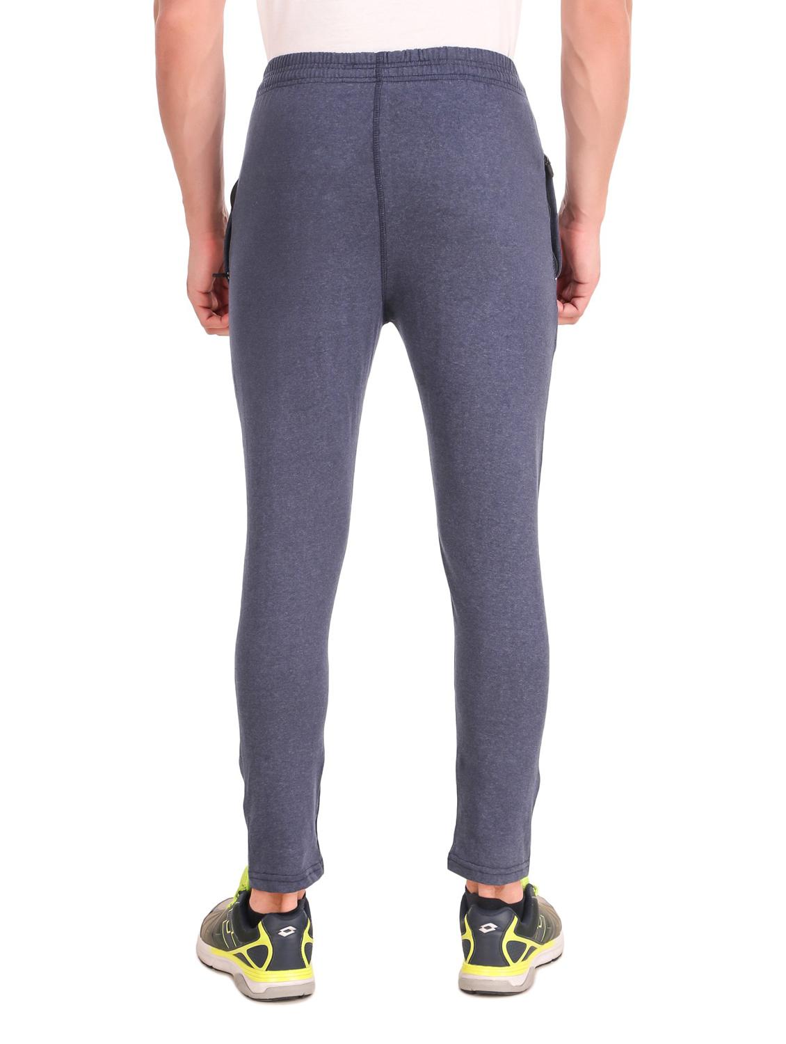 blue cotton blend full length track pant - 19984734 - Standard Image - 2