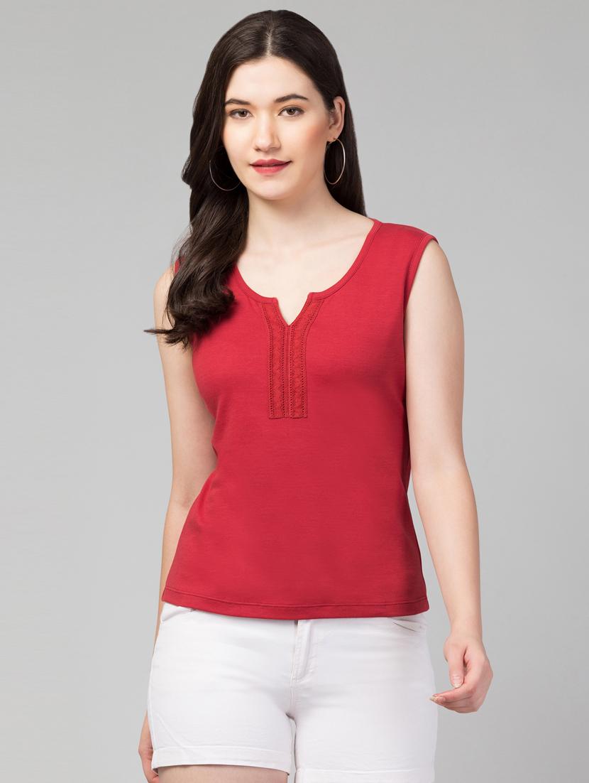 women's straight notch neck top - 19984822 - Zoom Image - 0