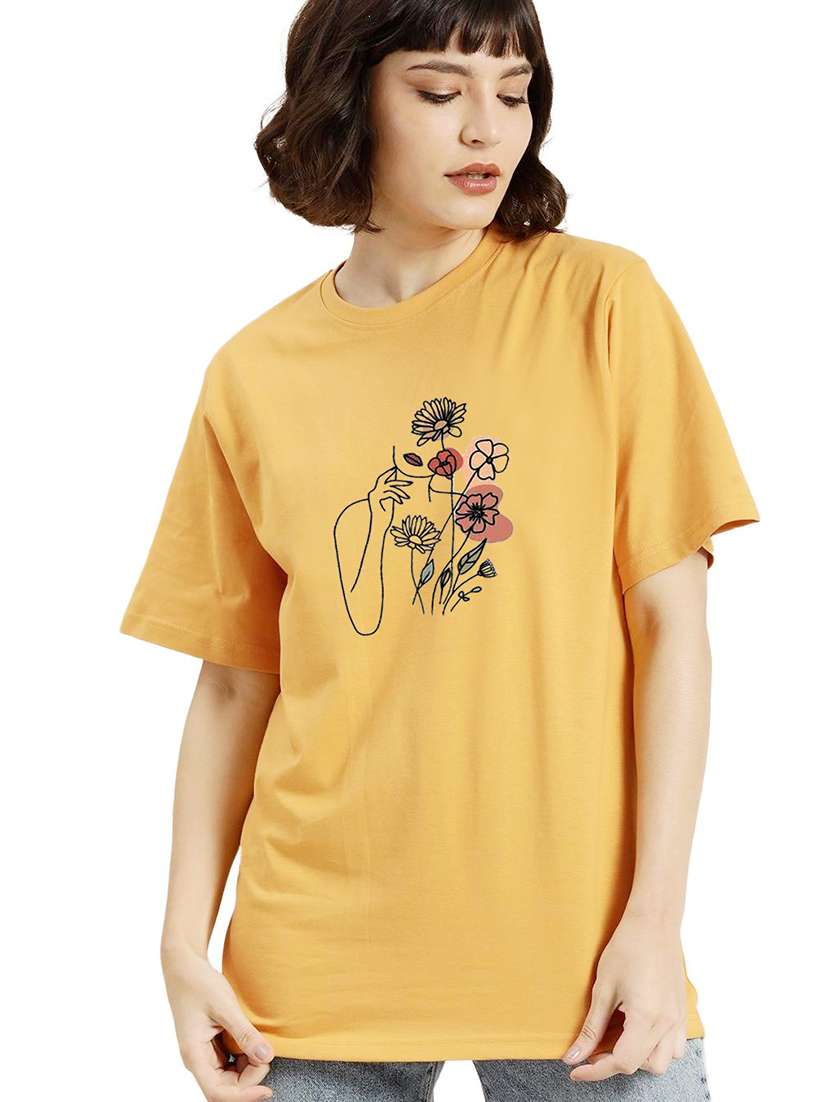 yellow cotton regular tshirt