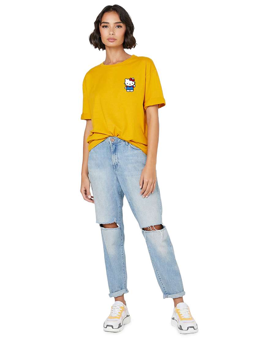 yellow cotton regular tshirt - 19985567 - Standard Image - 2