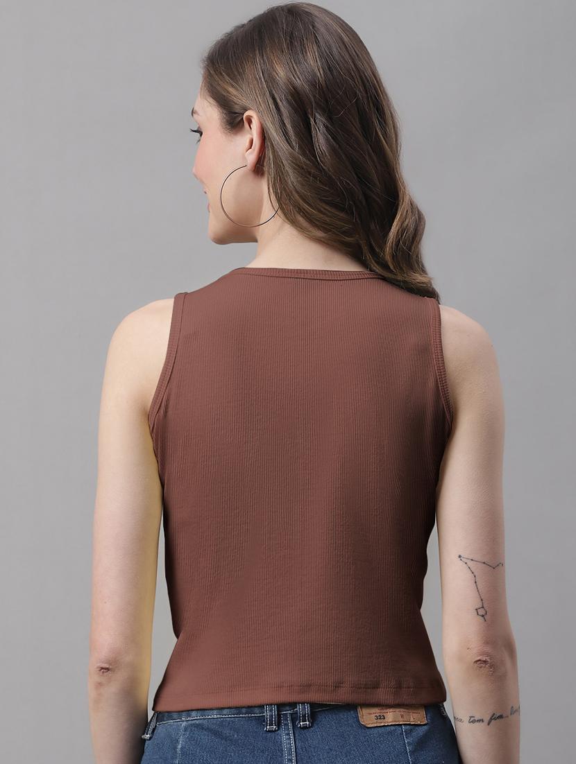 women's crop round neck top - 19986067 - Standard Image - 2