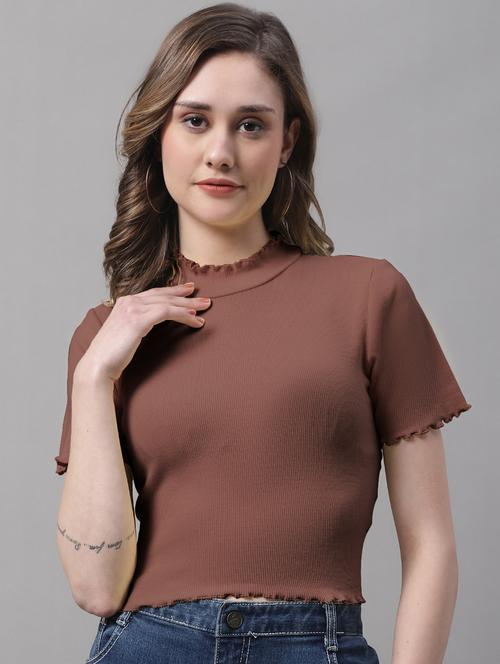 women's crop mock neck top - 19986091 - Standard Image - 0
