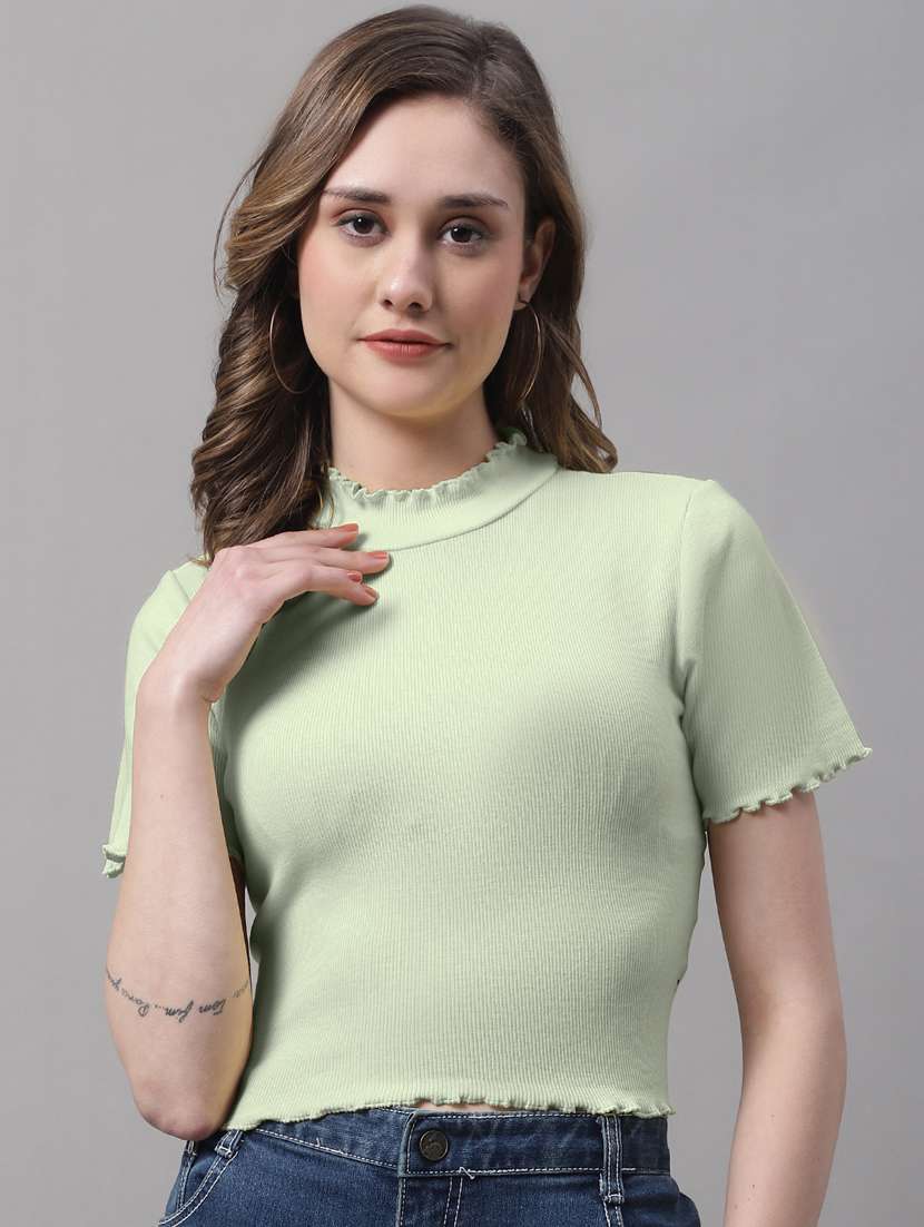 women's crop mock neck top