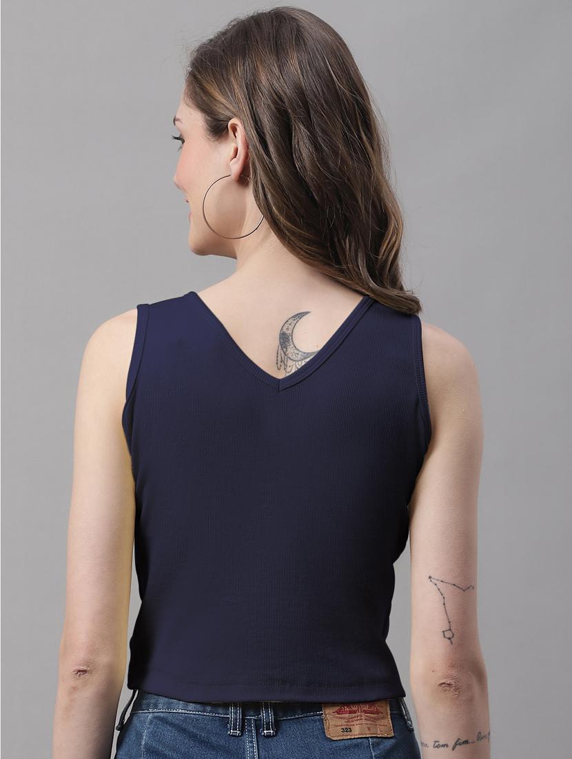 women's crop v neck top - 19986101 - Standard Image - 2