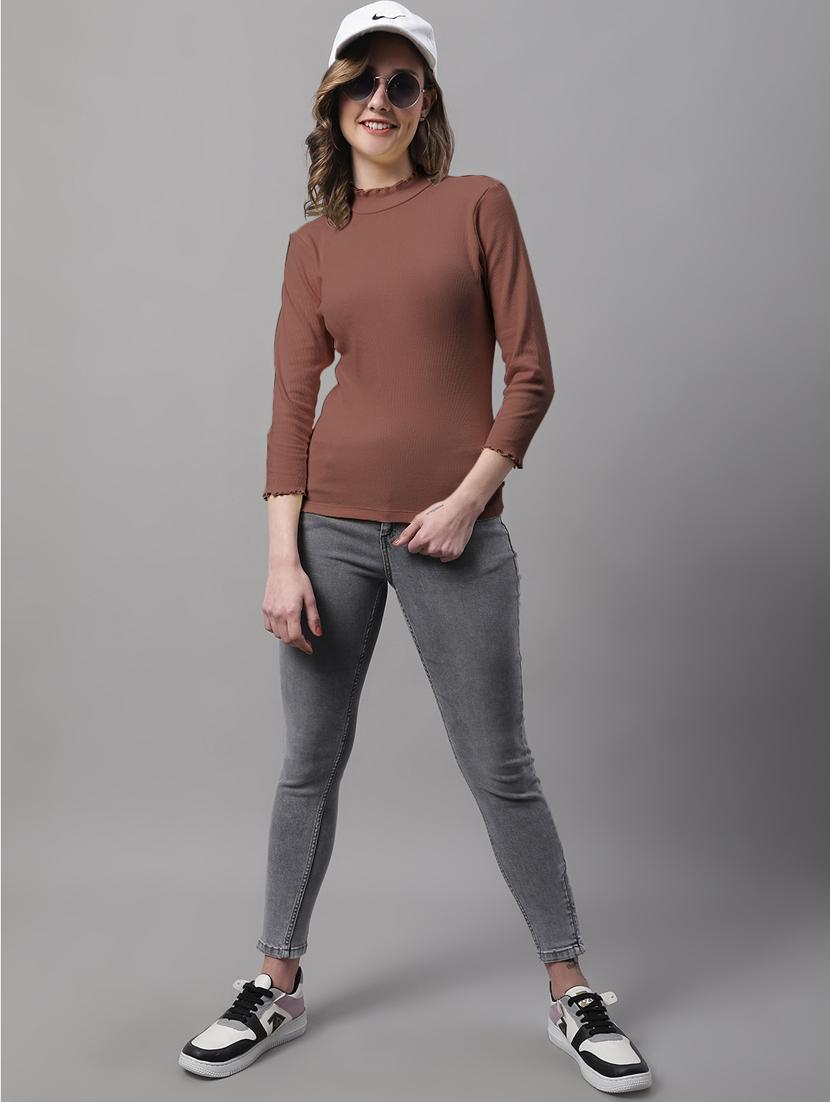 women's straight high neck top - 19986124 - Standard Image - 2