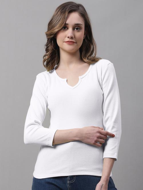 women's straight notch neck top - 19986143 - Standard Image - 0