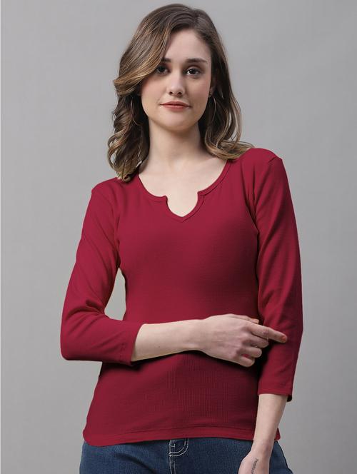 women's straight notch neck top - 19986146 - Standard Image - 0