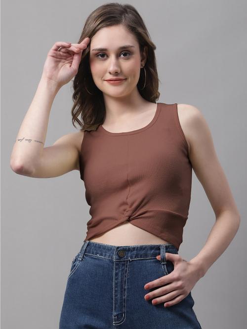 women's crop round neck top - 19986160 - Standard Image - 0
