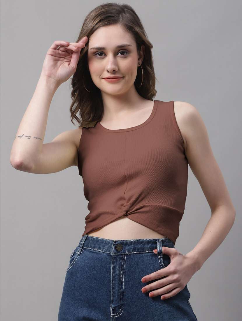 women's crop round neck top - 19986160 - Zoom Image - 0