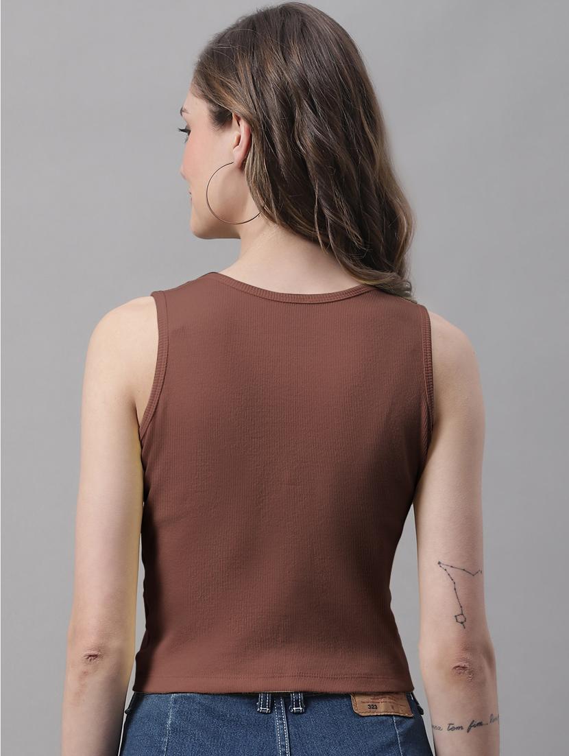 women's crop round neck top - 19986160 - Standard Image - 2