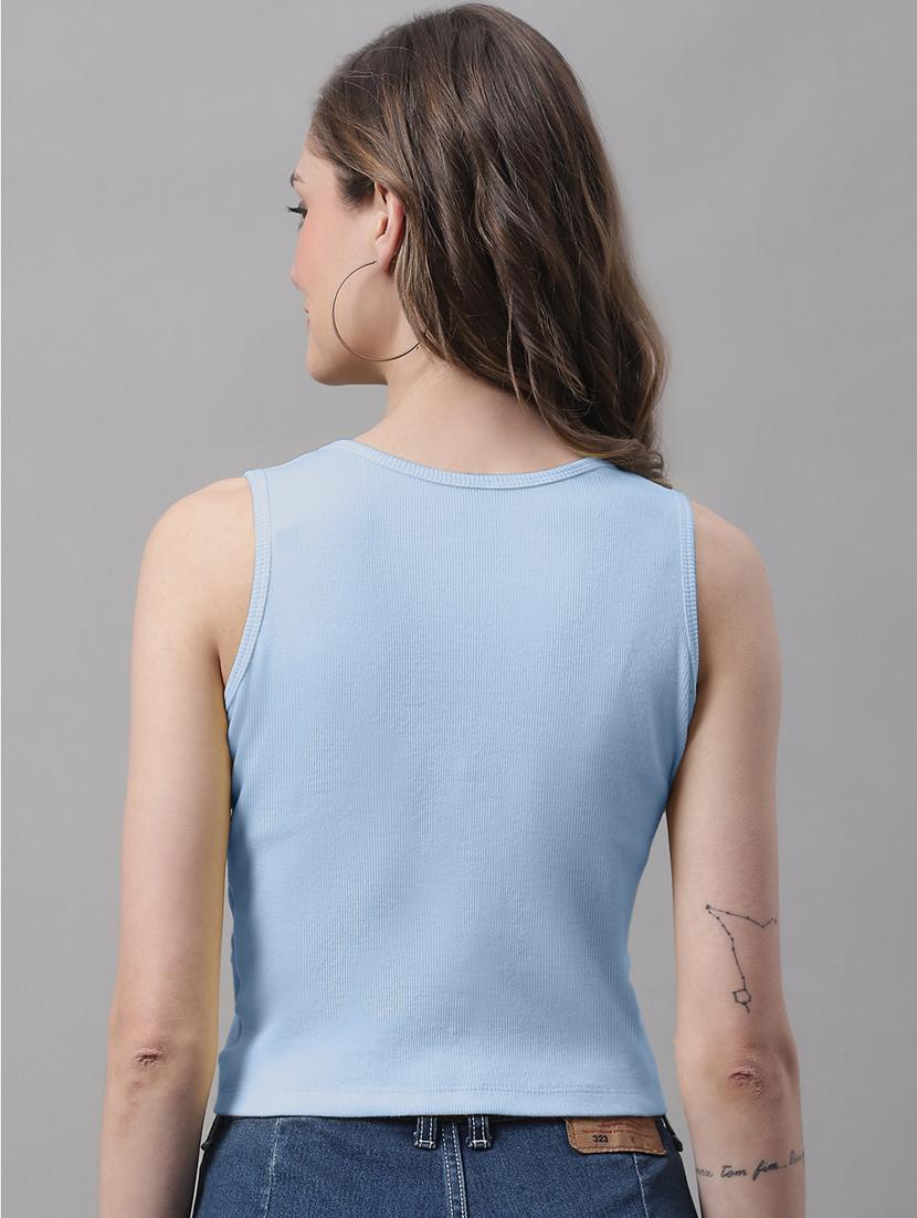 women's crop round neck top - 19986161 - Standard Image - 2