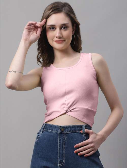 women's crop round neck top - 19986163 - Standard Image - 0