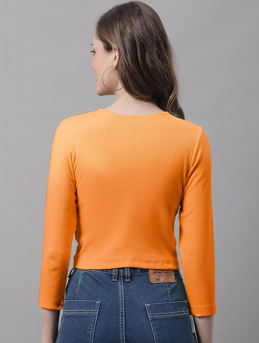 women's crop round neck top - 19986166 - Standard Image - 2