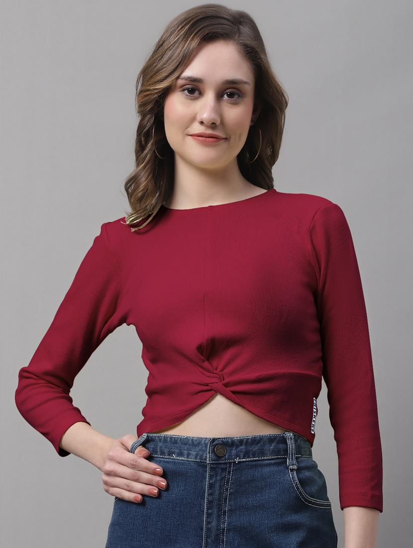 women's crop round neck top - 19986168 -  Zoom Image - 0