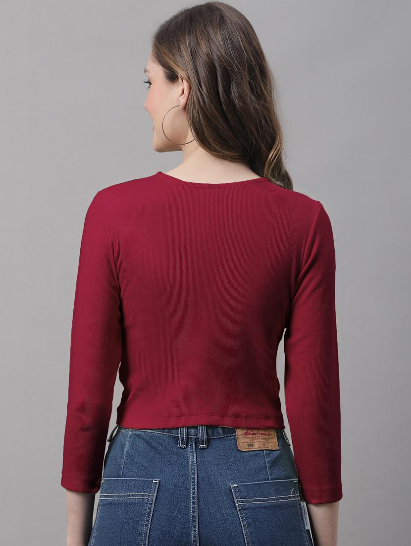 women's crop round neck top - 19986168 - Standard Image - 2