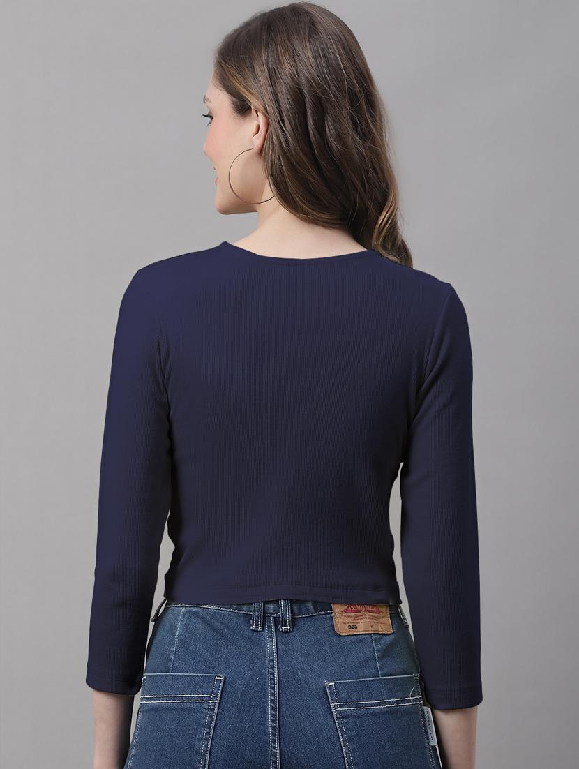 women's crop round neck top - 19986170 - Standard Image - 2