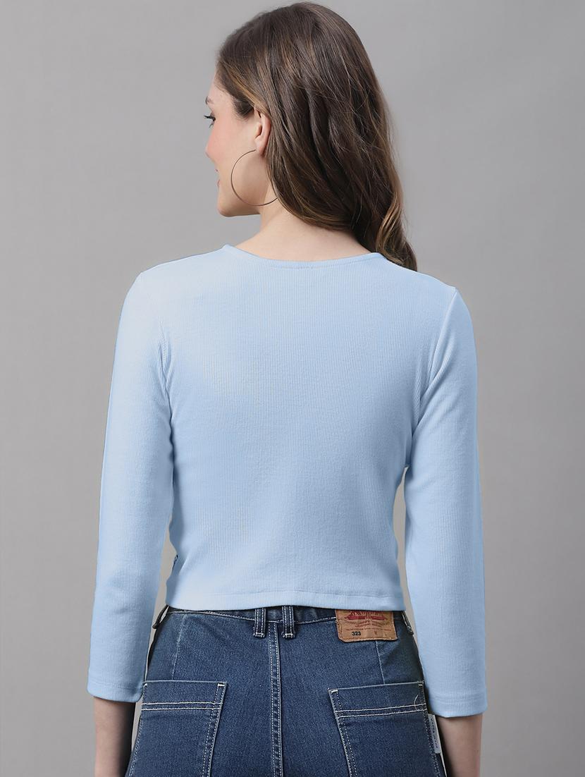 women's crop round neck top - 19986172 - Standard Image - 2