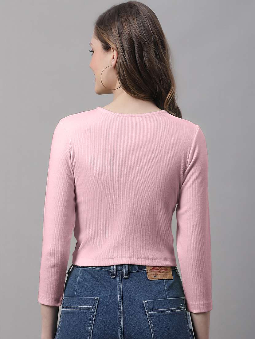 women's crop round neck top - 19986174 - Standard Image - 2