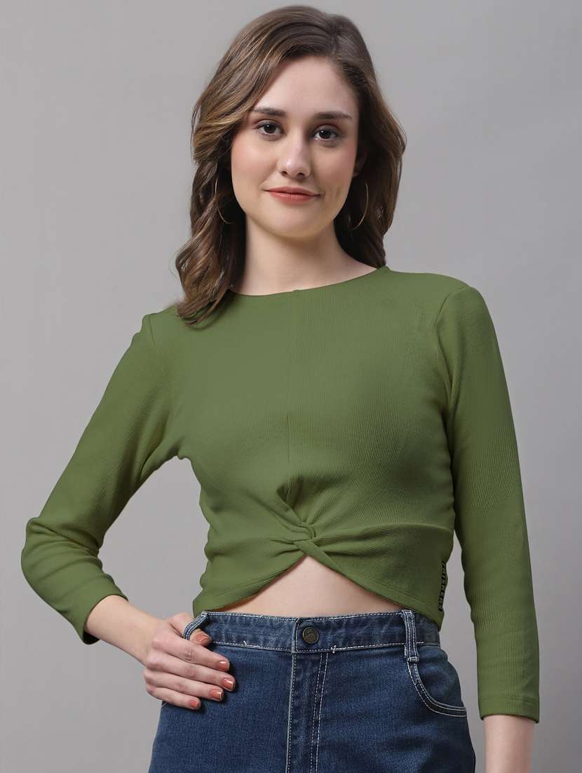 women's crop round neck top - 19986176 - Zoom Image - 0