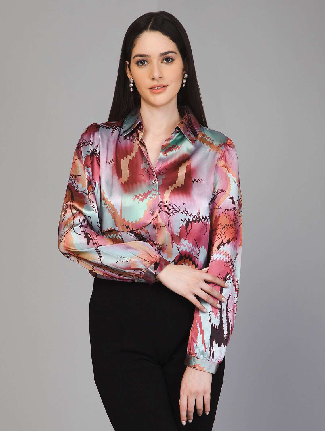 multi colored printed long sleeves regular shirt