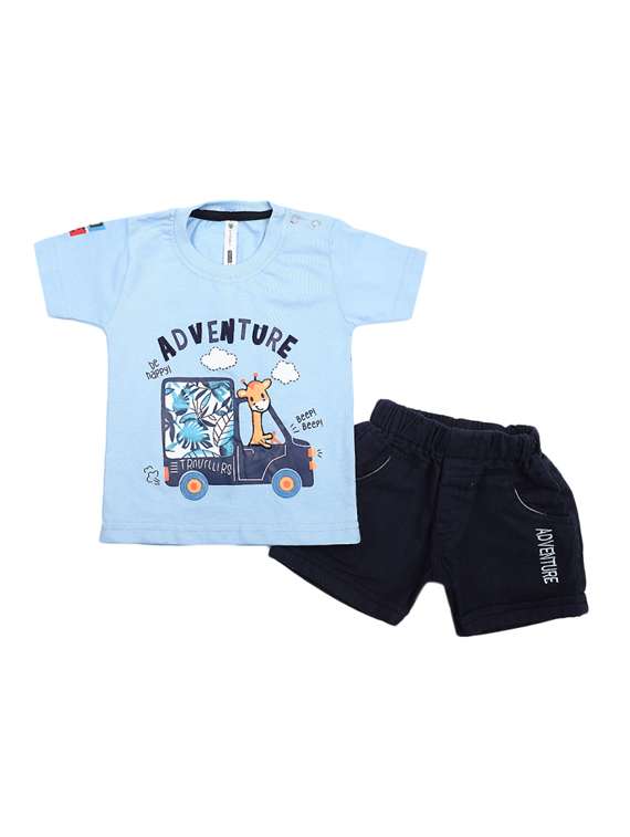 boys printed shorts set