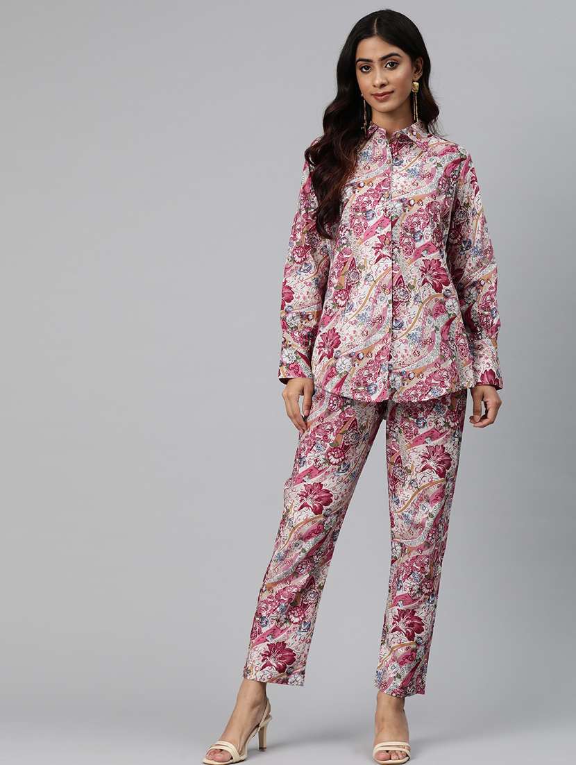 multi colored printed top and trouser co-ord set