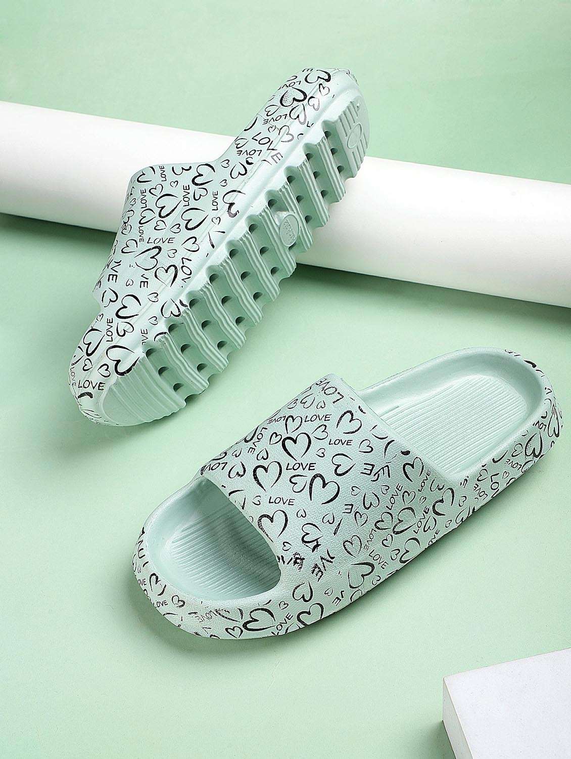 aqua green printed flip flop