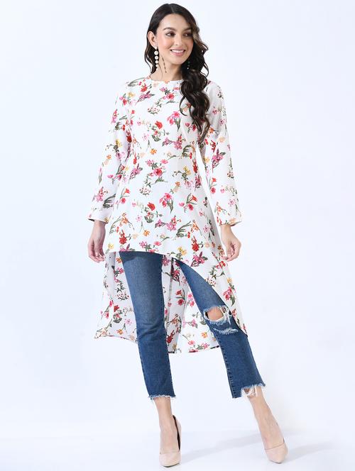 white printed high low dress - 19988472 -  Standard Image - 0