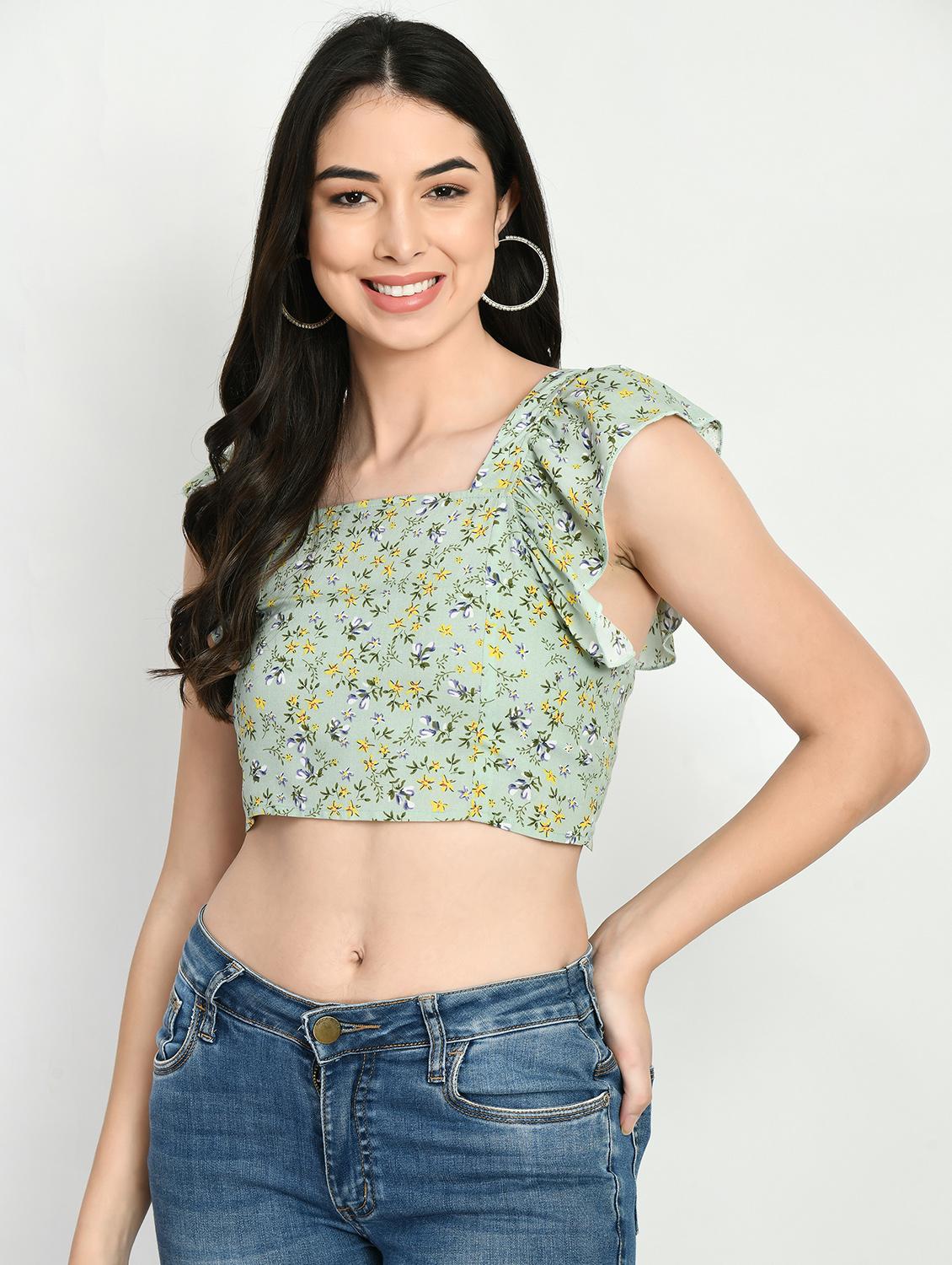 women's crop square neck top - 19988506 -  Zoom Image - 0