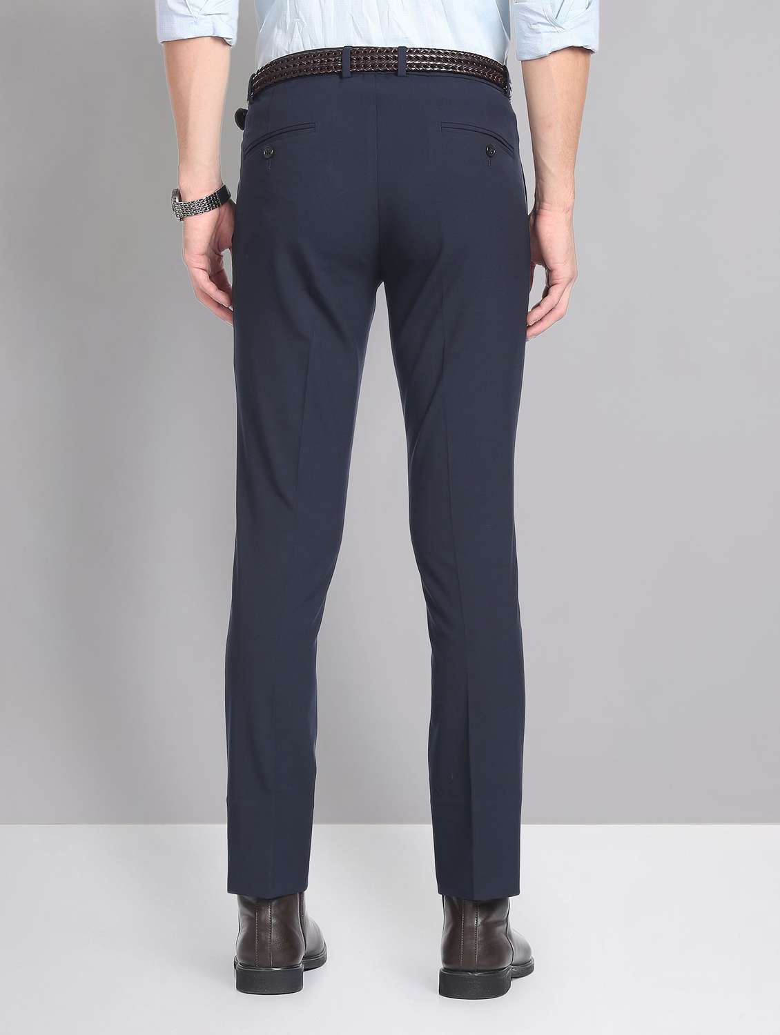 mid rise solid flat front trousers - 19988532 -  Standard Image - 2