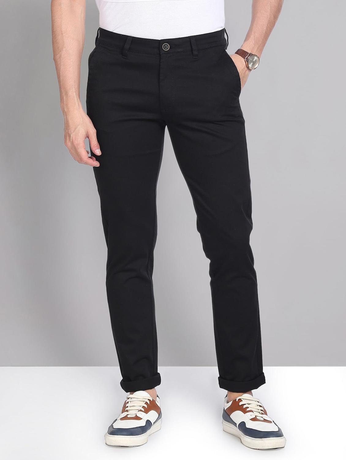 black cotton chinos casual trousers - 19988541 -  Zoom Image - 0