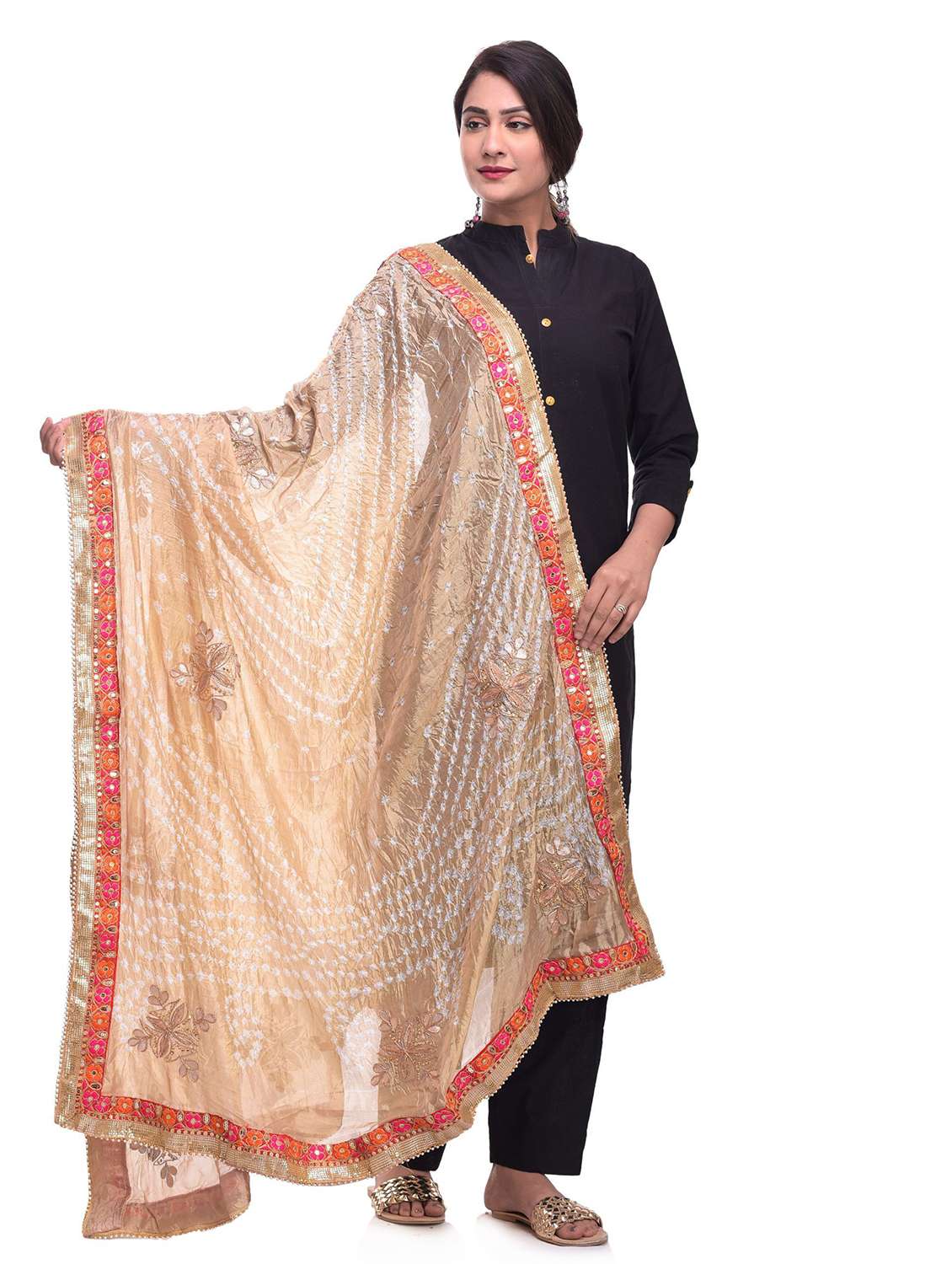 beige art silk dupatta